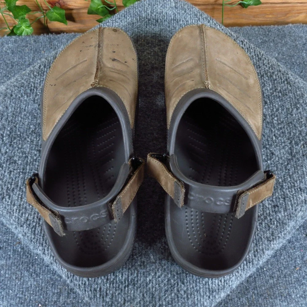 Crocs Yukon Mesa Men Shoe Size 12 Outdoor Clog Brown Leather Croslite Comfort